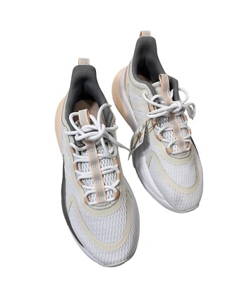 NWOB Adidas Alphabounce+ Running Womens Shoe White/Grey/Quartz HP6147 Sneakers