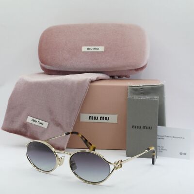 NEW Miu Miu MU52YS ZVN5D1 Pale Gold Grey Gradient Oval Unisex Sunglasses Miu Miu MU52YS ZVN5D1-54 Pale Gold / Grey Gradient Lenses main image 2