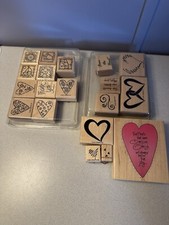 Lot of 18 Love Heart Valentines Cute Rubber Stamps STAMPIN&rsquo; UP! Made in USA
