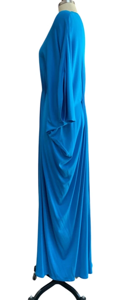 Issa London V-Neck Maxi Dress Kaftan Gown Teal 100% Silk Jersey L - Image 3 of 4