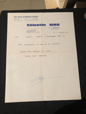 letter devi, mosaic and granite works, celestine sire, espéraza, 1968