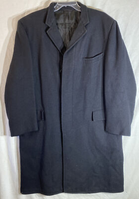 Varsity-Town Black Peacoat Long Button Down Pockets Thirkields 