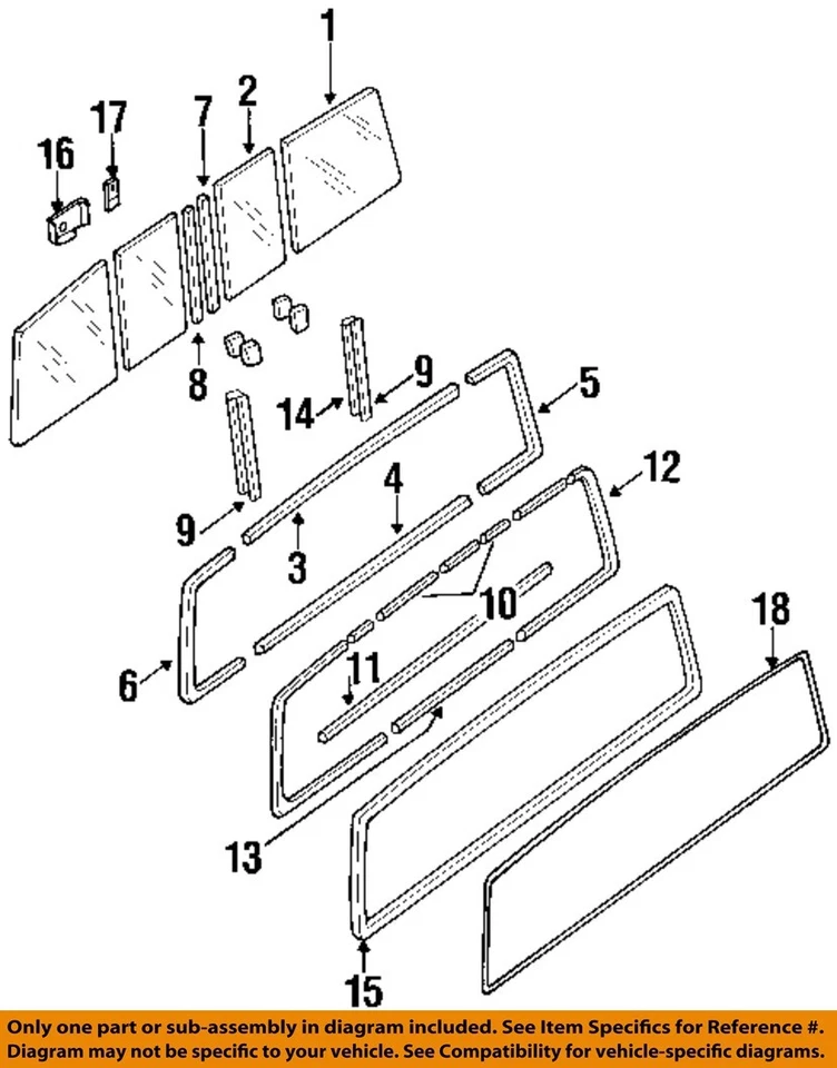 Cristal trasero usado se adapta a: Nissan PICKUP 1995 deslizante trasero grado B Foto 3 de 4