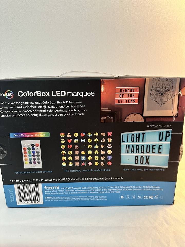 Tzumi ColorBox LED LightUp Marquee Sign 144 PCs Numbers, Letters