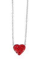 Edelstahl Kette Mit Herz AnhäNger Damenkette Herzkette Liebe Silber + Strass Rot