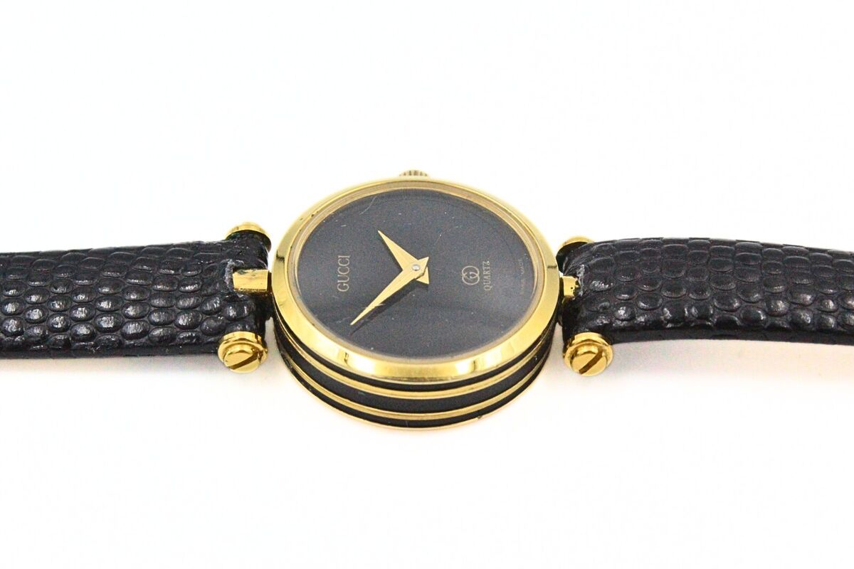 GUCCI Designer Black Face Gold Tone Sherry Line Vintage GUCCI Designer Black Face Gold Tone Sherry Line Vintage