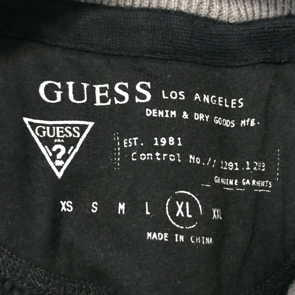 Guess Mens XL Half Zip Sweater Black Gray Knit 100% Cotton Pullover Casual  - Image 3 of 4