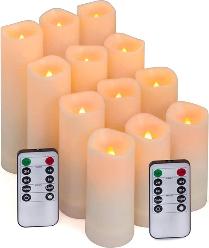 Flameless LED Candles with Remote & Timer, Set of 12 Waterproof Battery Operated