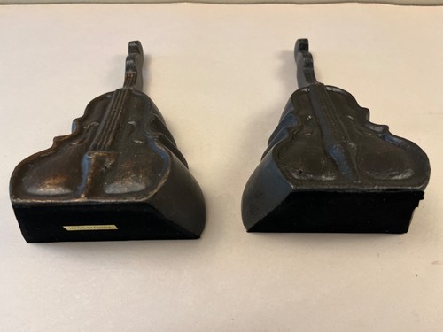 Cello Violin Dark Academia Music Themed Metal Bookends Set of 2 - Picture 5 of 9