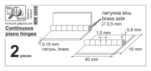 Mini World MW0006 - 1/32, 1/48, 1/72 Continuous piano hinges ( 2 pieces ) new - Picture 2 of 12