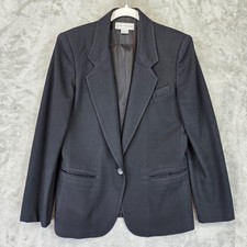 Jones New York Blazer Womens 8 Black 100 Wool 1-Button Notch Lapel Made USA VTG