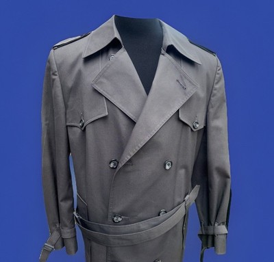 Christian Dior Monsieur Vintage Men Trench Coat 42R Dark Grey Saks