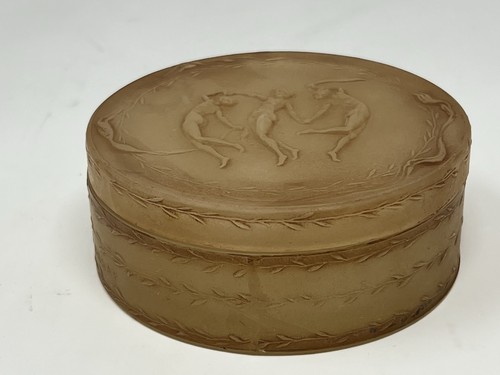 Antique c. 1920 R. Lalique D’Orsay Sepia Patina Lidded Glass Dresser Box - Picture 7 of 10