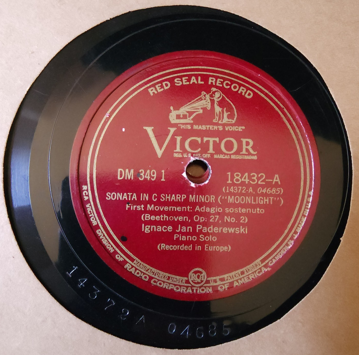 Vintage RCA Victor Red Seal 3 Records Album Set Beethoven Sonata