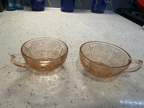 Jeannette Cherry Blossom Pink Child Minature Junior 2x Cups Depression Glass