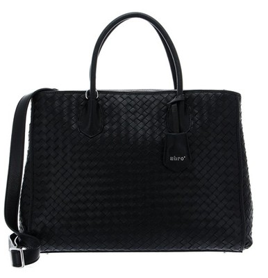 abro Leather Piuma Weaving Businessshopper Busy Businesstasche Black / Nickel