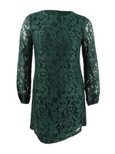 Lauren by Ralph Lauren Women's Lace Bishop-Sleeve Dress (10, Dark Fern)