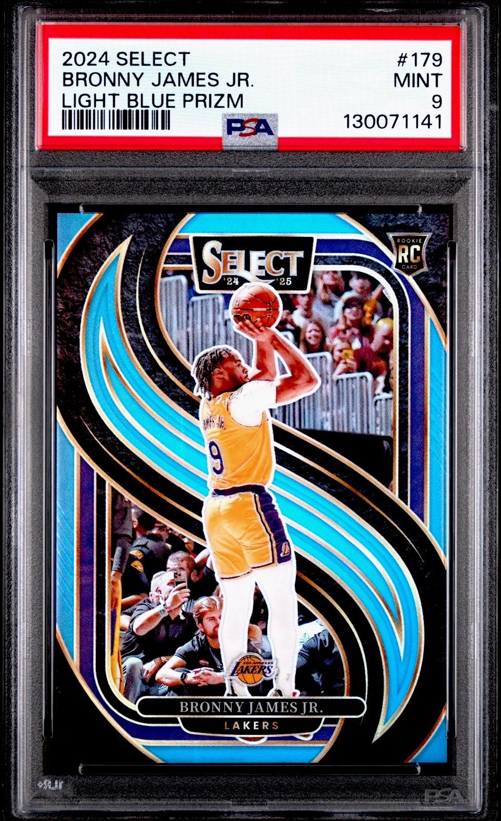 2024-25 Panini Select Premier Level Bronny James #179 Light Blue Prizm /299 PSA9