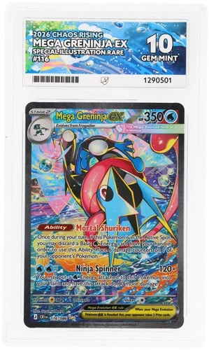 Mega Greninja ex 116/086 Chaos Rising Holo ACE 10 GRADED UK
