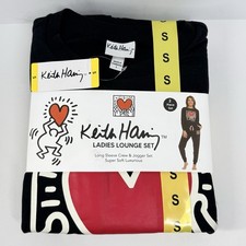 Keith Haring Ladies Long Sleeve Fleece Lounge Jogger Set Super Soft Small NEW