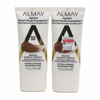 Almay Anti-Aging Foundation, Smart Shade Face Makeup 800 DEEP 2pk