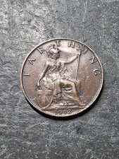 1912 British Farthing Coin - KM# 808 - Great Britain - UK - King George V #3