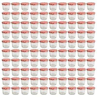 100 x Sturzgläser 230 ml Marmeladengläser Einmachglas Rot kariert Schraubdeckel