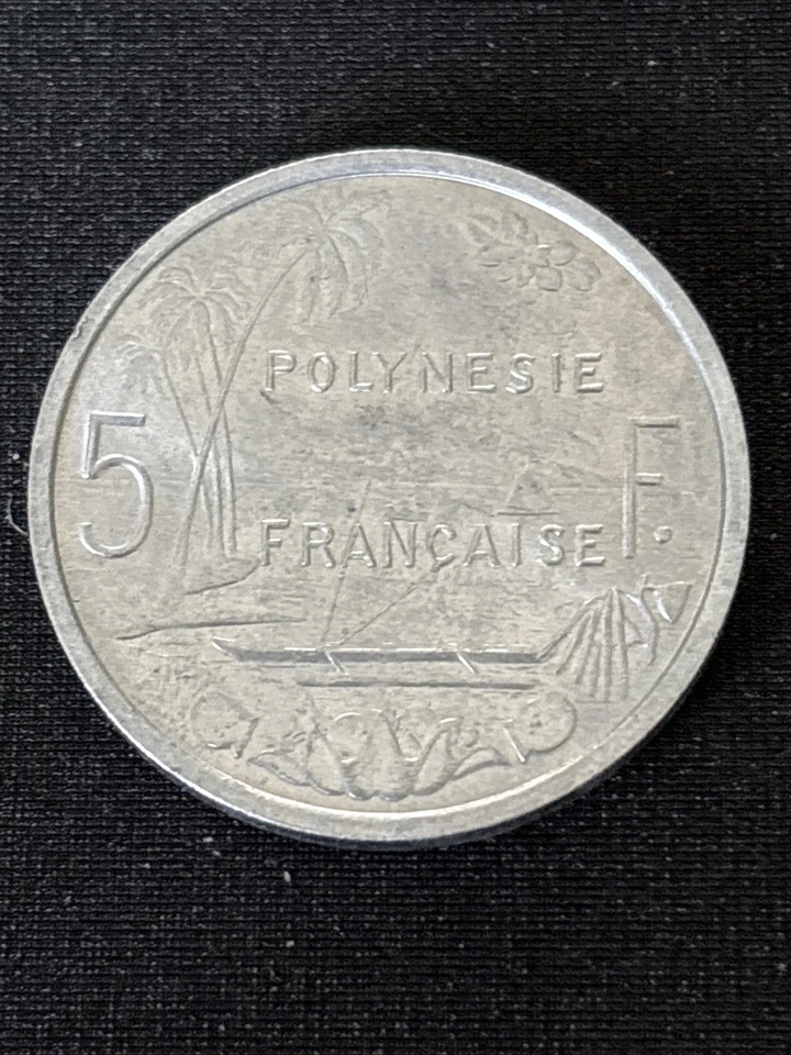 1965 FRENCH POLYNESIA 5 FRANCS - Free Shipping Beautiful Coin Z393 - Image 2 of 2