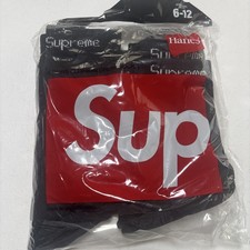 Supreme Hanes Black Socks 4 Pack 8 Socks Brand New in Original Bag