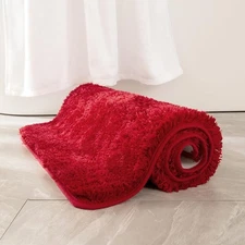 Red Absorbent Bathroom Rugs Soft Large Bath Mats Non-Slip and Quick-Drying fo...