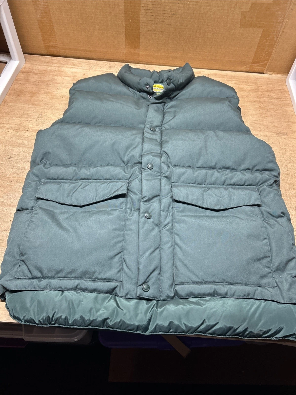 Cabela's Goose Down Vest Men's Large (Tall) Full Zip Pearl Snap Outdoors Green