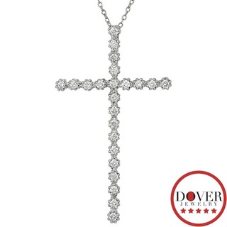 Estate Diamond 18K White Gold 16" Cross Pendant Necklace 6.1 Grams NR