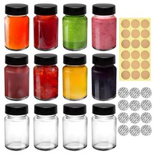 2 OZ Glass Shot Bottles 12 Pack- Leakproof Juicing Jars with Lids  Portable ...