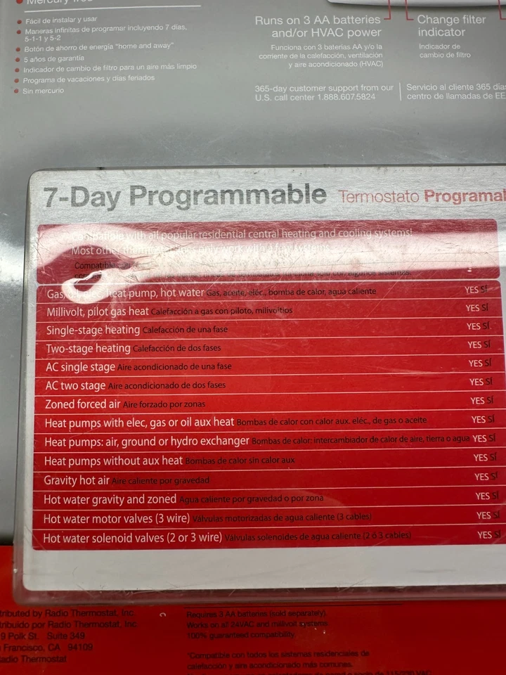 Radio Thermostat T22 7 Day Programmable Thermostat - White - Image 3 of 4