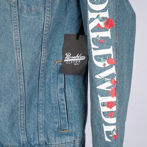 Brooklyn Cloth Men's Denim Jacket Size LARGE Embroidered Rose Japanese Notorious - Picture 5 of 7