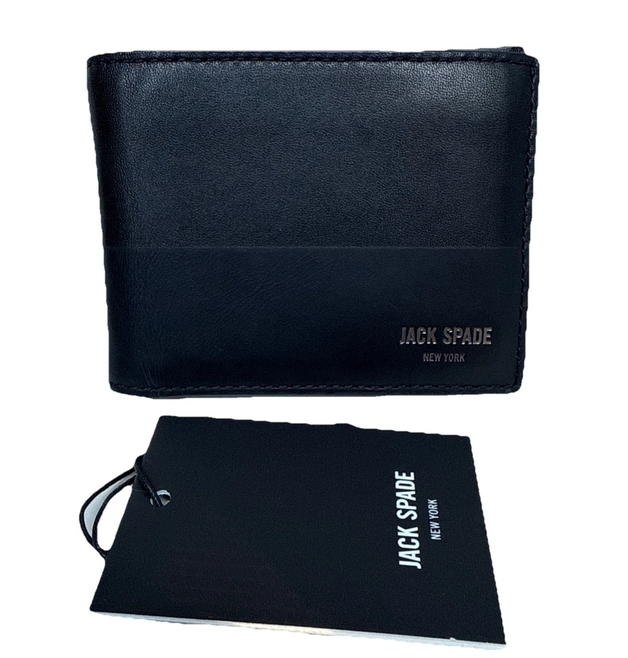 Jack Spade Slim Dipped Leather Index Bifold Pocket Wallet Black - Image 2 of 4