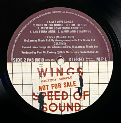 Beatles Paul McCartney Wings At The Speed Of Sound Demo Promo