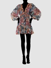 $440 Taj by Sabrina Crippa Women's Red Beaded Self-Tie A-Line Dress Size L