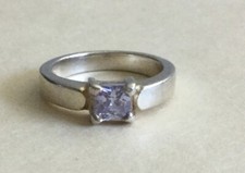 Vintage Sterling Silver 925 Purple Cz Ring Sz 6 S35