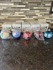 Lot Of 5 NEW BRONNERS Blue Tree Ornaments Red Christmas Holiday Gift