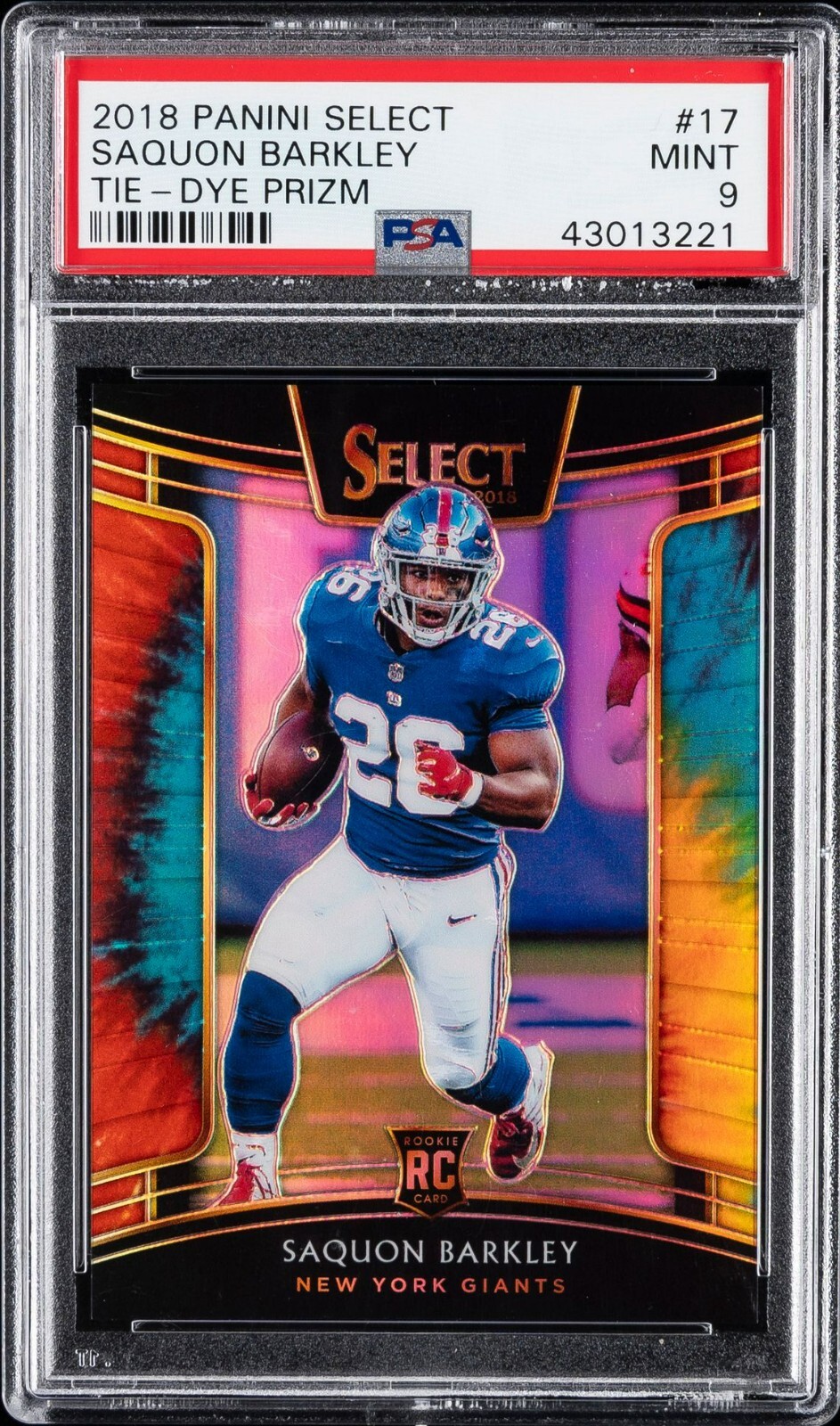 2018 Panini Select Tie Dye Prizm /25 Saquon Barkley #17 PSA 9 Mint Rookie Card