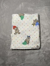 Vintage Owen Baby Blanket Bear Heart Polka Dots Circles Receiving Flannel Lovey