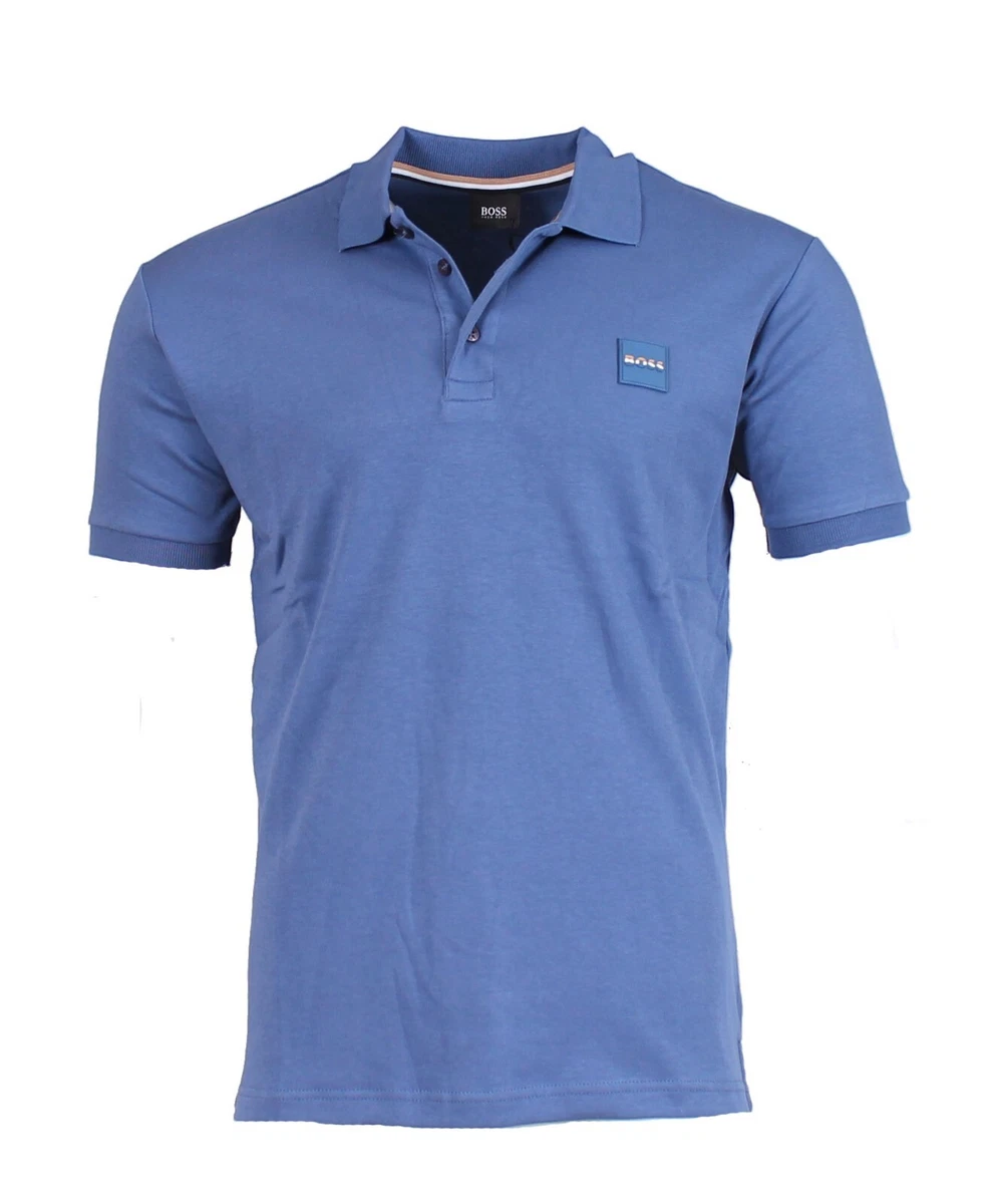 HUGO BOSS Men Polo Shirt STRETCH COTTON SLIM FIT WITH LOGO PATCH T SHIRT