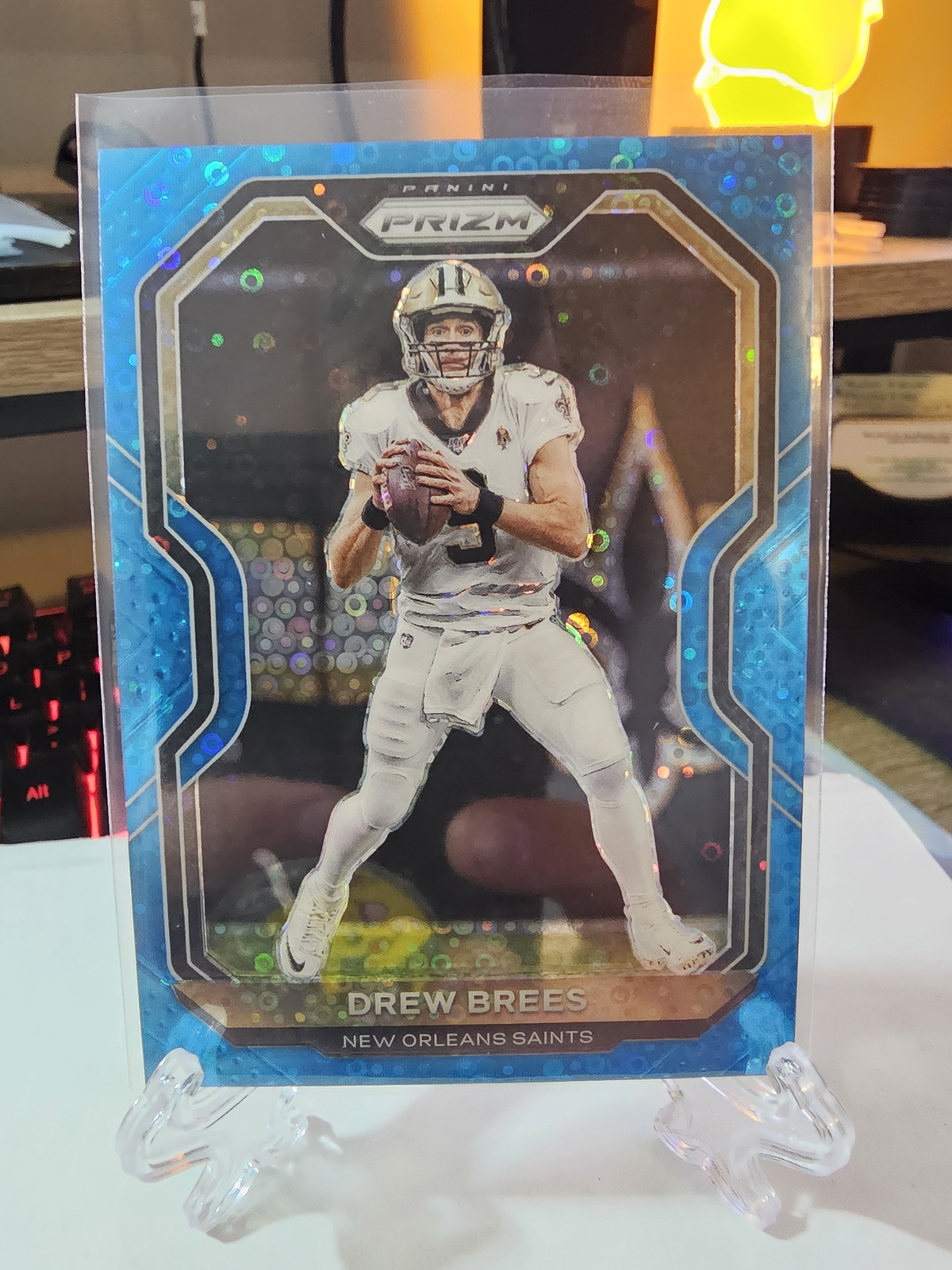 2020 Panini Prizm #243 Drew Brees 44/79 No Huddle Blue Disco