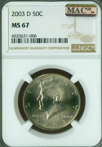 2003 D KENNEDY HALF DOLLAR NGC MS67 PQ 2nd FINEST GRADE MAC SPOTLESS *