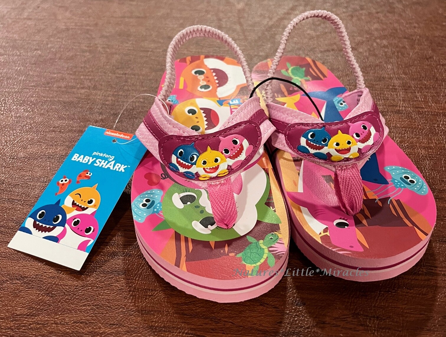 Baby Shark Sandals Shoe Toddler Girl Flip Flop Slide Size 5 6 7 8 9 10