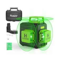 Huepar 3D Cross Line Self-leveling Laser Level 3 x 360 Green Beam Three-Plane...