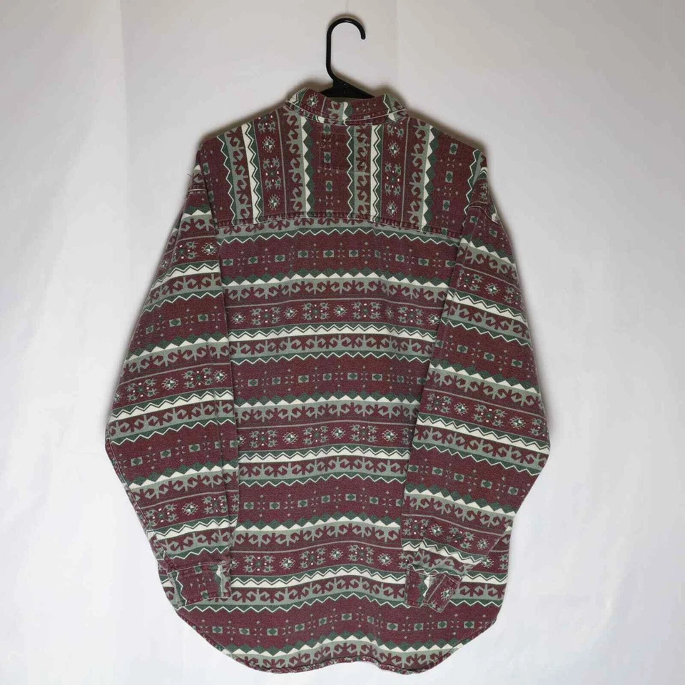 Levis Southwestern Button Up Mens L Red Striped Aztec Long Sleeve Shirt 90s Vtg - Image 3 of 4