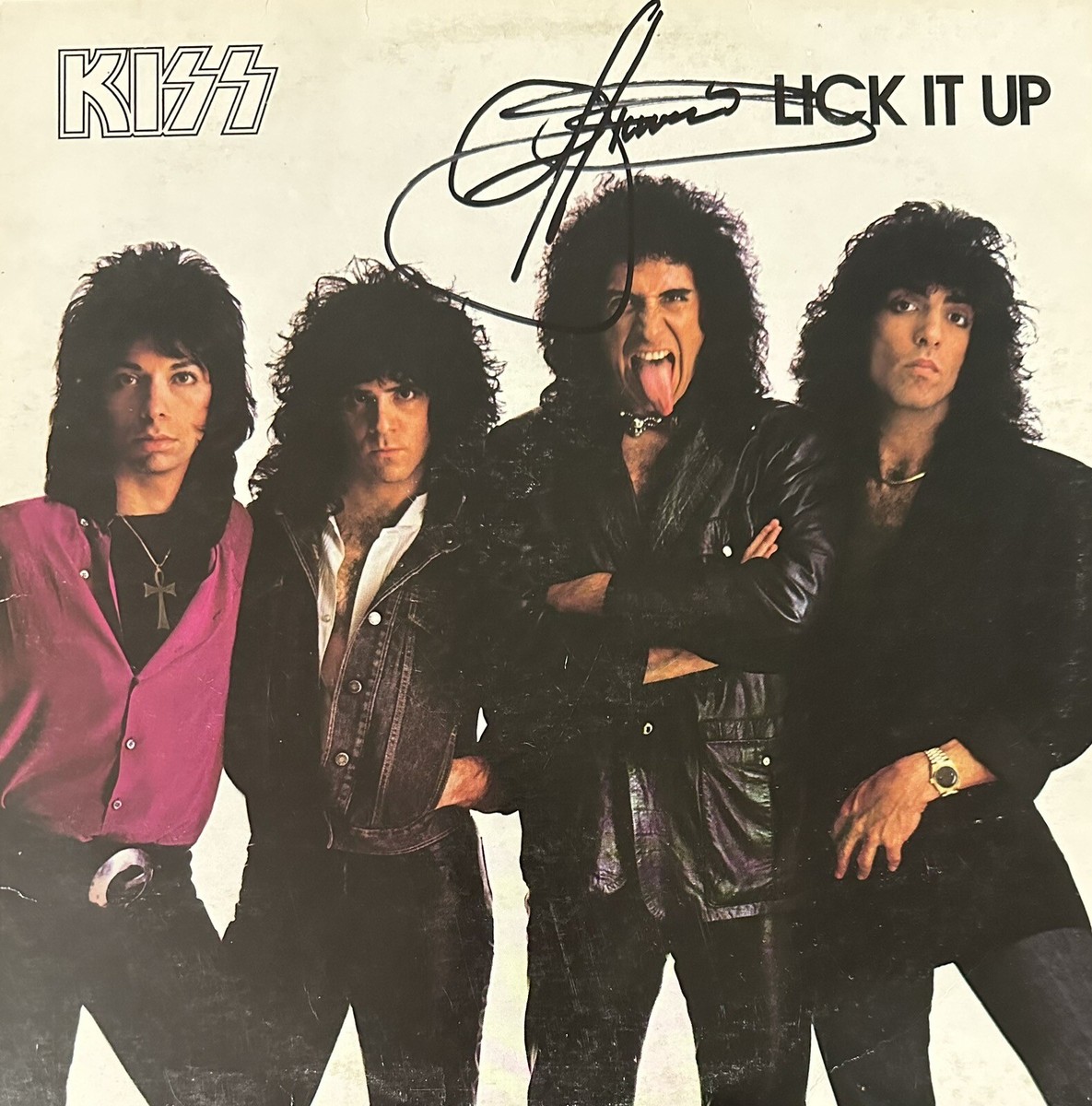 KISS Signed Album Gene Simmons Autographed Vinyl Record Lick It Up