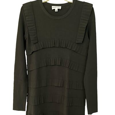 black sweater dress with poplin frill Karlie: Black Poplin Ruffle Dress Large